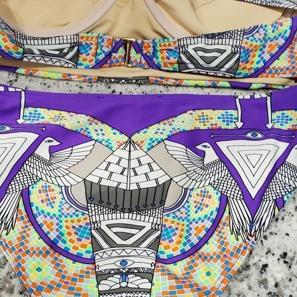 Mara Hoffman Aztec Phoenix‎ purple bikini size small - Picture 7 of 9